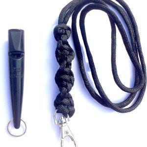 RS Pet Acme 210.5 Dog Whistle & Lanyard with Barley Twist Knot 3mm in Black